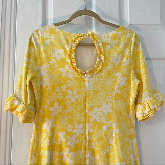 Lilly Pulitzer Linen Yellow Floral Ruffle Dress 6 - Picture 7 of 13